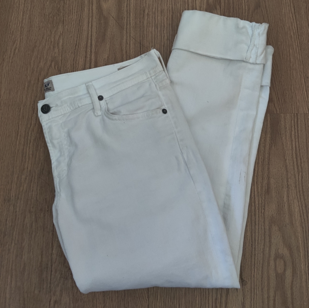 Citizens of Humanity Dina Cropped Straight White Denim Stretch. Sz 31